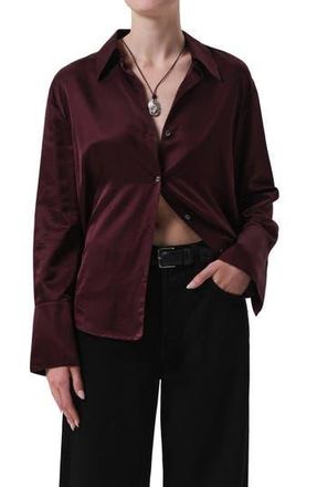 Citizens Of Humanity Camilia Satin Shirt in Burgundy at Nordstrom Rack, Size Medium