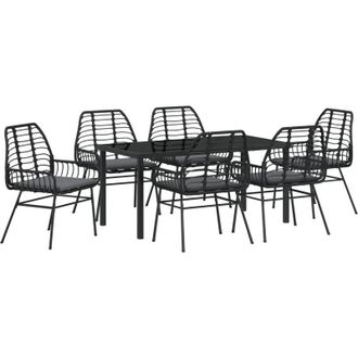 vidaXL Vidaxl - Conjunto De Comedor De Jard&iacute;n 7 Pcs Negro Rat&aacute;n Sint&eacute;tico