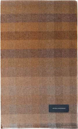 Piquadro Bufanda de Lana Merino con Cuadros Desgastados - Accessories - Hombre - Marr&oacute;n - ONE SIZE
