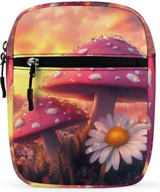 Generic Peach Mushroom Twilight Crossbody Bag Adjustable Satchel Cute Shoulder Bag Lightweight Sling Bags