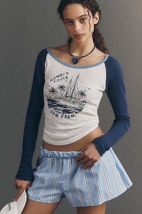 Pilcro Heritage Ringer Long-Sleeve T-Shirt Top