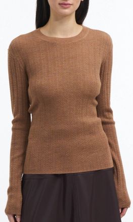 Tanya Taylor Crew Neck Kayden Knit Top In Brown