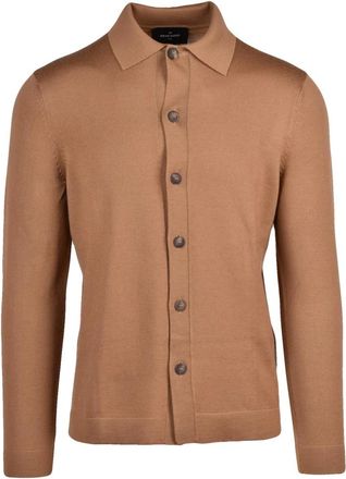 Gran Sasso Cardigan met knopen - Heren - Vesten - Bruin - M - Wol - Truien & Vesten