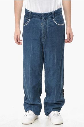 Off-white Cotton Jeans CHAMBRAY with Embroidery 24cm size 31