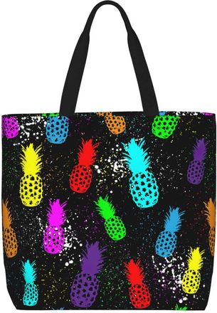 Generic Women Handbag Pineapple Tie Dye Pattern Womens Tote Bag Retro Folding Beach Travel Bags, For Graduation, Birthday, Christmas, Holiday, Work