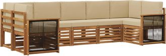 vidaXL Conjunto De Sof&aacute;s De Exterior 6 Uds. Natural Vidaxl