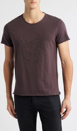 John Varvatos Beaded Skull Raw Edge Graphic Organic Cotton T-Shirt in Oxblood at Nordstrom Rack, Size Xx-Large