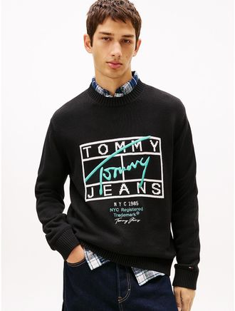 Tommy Hilfiger Mens Tommy Jeans Signature Logo Sweater - Black - M