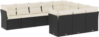 vidaXL Vidaxl - Set De Sof&aacute;s De Jard&iacute;n 10 Pzas Cojines Rat&aacute;n Sint&eacute;tico Negro
