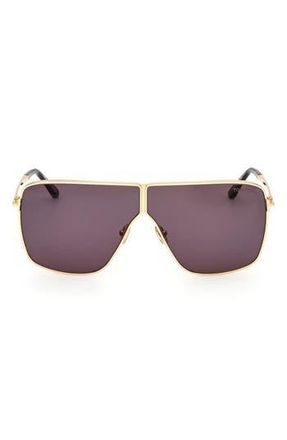 Tom Ford Huxley 68mm Oversize Navigator Sunglasses in Shiny Deep Gold /Smoke at Nordstrom Rack