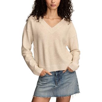 Lucky Brand Waffle Knit V-Neck Sweater in Straw Heather at Nordstrom Rack, Size X-Large