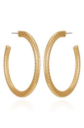 Vince Camuto Textured Hoop Earrings in Goldtone3 at Nordstrom Rack