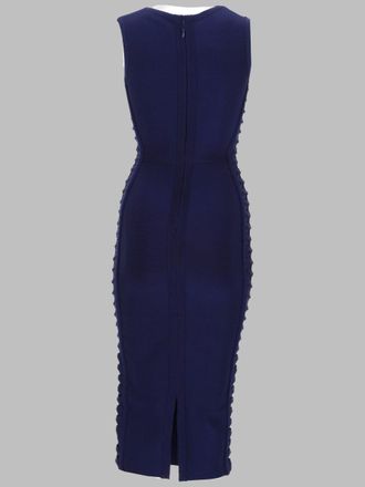 NJ Couture Draped Detail Dress - Blue
