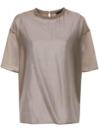 Styland sheer T-shirt - women - Polyester/Lyocell - S - Grey