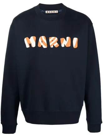 Marni logo-embroidered sweatshirt - men - Cotton - 46 - Blue