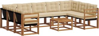 vidaXL Conjunto De Sof&aacute;s De Exterior 10 Uds. Natural Y Beige Vidaxl