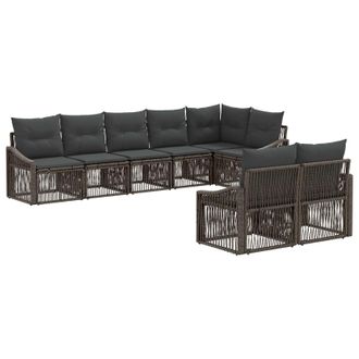 vidaXL Conjunto De Sof&aacute;s De Jard&iacute;n 8 Pcs Gris Rat&aacute;n Sint&eacute;tico Vidaxl