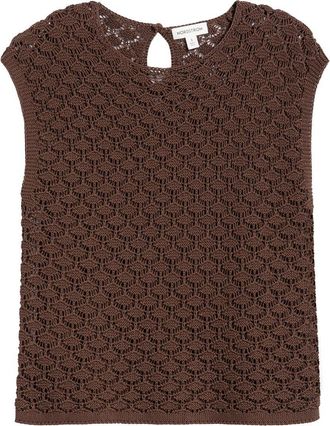 Nordstrom Cotton Crochet Sweater in Brown Roast at Nordstrom, Size Xx-Small