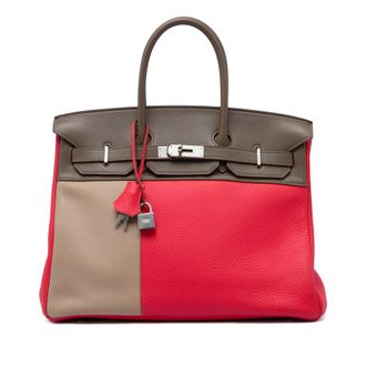 Herm&egrave;s Pre-owned Hermes Tricolor Clemence and Swift Birkin Cascade Retourne 35 Satchel Ladies YGJ8BAT58NKUPZVW