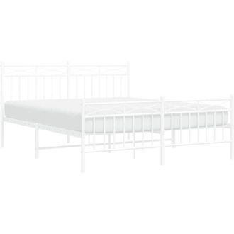 vidaXL Giroletto con Testiera e Pediera Metallo Bianco 150x200 cm - Vidaxl
