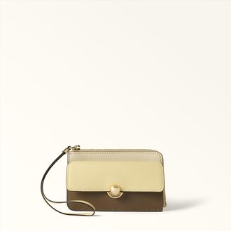 Furla Sfera Porta Carte Di Credito M Cremino Giallo Pelle Di Vitello A Blocchi Di Colore Sydney Donna