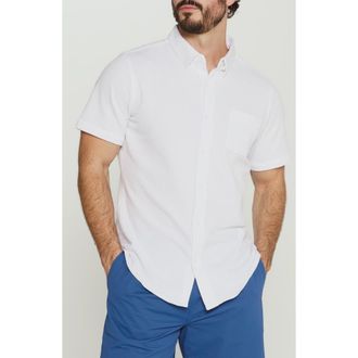 7 Diamonds Bennet Stripe Seersucker Short Sleeve Button-Up Shirt in Ivory at Nordstrom, Size Xx-Large