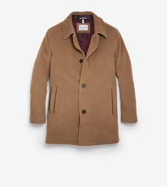 Cole Haan Mens Wool-Blend Car Coat - Brown Size Medium