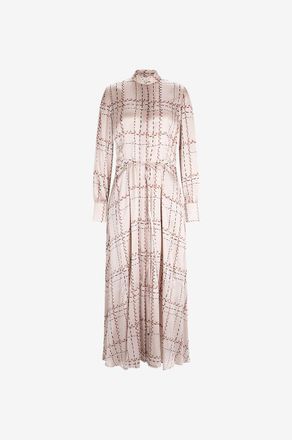 Kiton Langes Seidensatin-Hemdkleid mit Karoprint