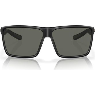 Costa 63mm Polarized Oversize Square Sunglasses in Matte Black /Gray 580G at Nordstrom