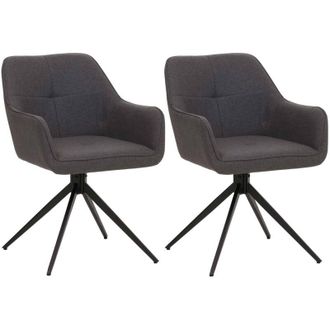 Hhg Hhg - Juego De 2 Sillas De Comedor 983, Reposabrazos Para Silla De Cocina, Giratoria Con Retorno Autom&aacute;tico, Tela/textil (270g/m&sup2;), Gris