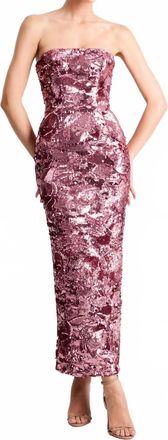 Helsi Leslie Strapless Sequin Gown In Rose