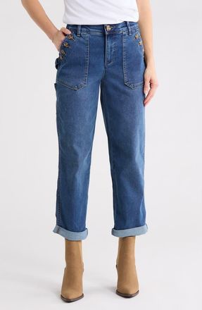 Democracy Ab Technology Cuffed Straight Jeans in Blue at Nordstrom Rack, Size 10