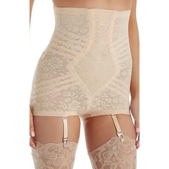 Rago High Waist Extra Firm No Roll Panty Girdle with Detachable Garters in Beige at Nordstrom, Size X-Large