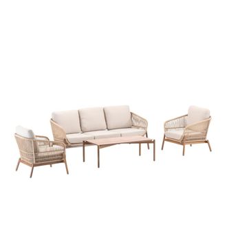 Kerama Set de jard&iacute;n 5 plazas de aluminio y cuerda beige