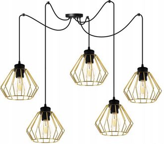 OEM L&aacute;mpara De Techo Colgante Ara&ntilde;a Dorada, Plaf&oacute;n De Alambre