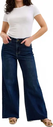 Judy Blue High Waist Petite Retro Wide Leg Jeans In Dark Blue
