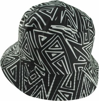 Generic Unisex Kids Reversible Packable Summer Printed Bucket Hat in Geometric Black, Size: One Size
