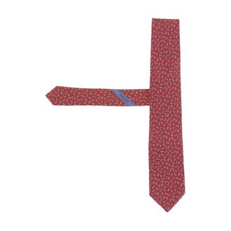 Ferragamo Silk Tie With Patterned Design - male - Ferragamo - Ties - Red - ONE SIZE - Accessories
