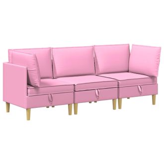 vidaXL Juego De Sof&aacute; Modular Con Almacenamiento 3 Pcs Rosa Tela Vidaxl