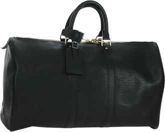 Louis Vuitton Keepall Bag Epi Leather Black Leather Handbag (Pre-Owned)