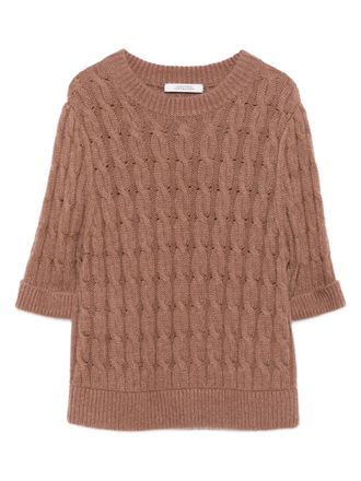 Dorothee Schumacher cable-knit short-sleeve sweater - Brown