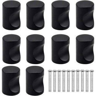 OEM 10 Maniglie Nere Rotonde A Fissaggio Singolo Per Mobili, Ideali Per Cassetti E Ante Di Armadi, Cucina, Guardaroba O Cameretta Dei Bambini