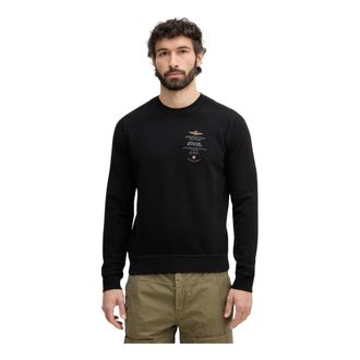 Aeronautica Hoodies & sweatvesten, Heren, Zwart, XL, Katoen, Crewneck Sweatshirt