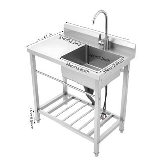 OEM Fregadero De Cocina Independiente, De Acero Inoxidable, Color Plata