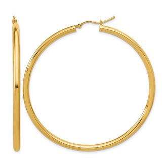 Diamond2Deal 14k Yellow Gold 3x60mm Round Hoop Earrings