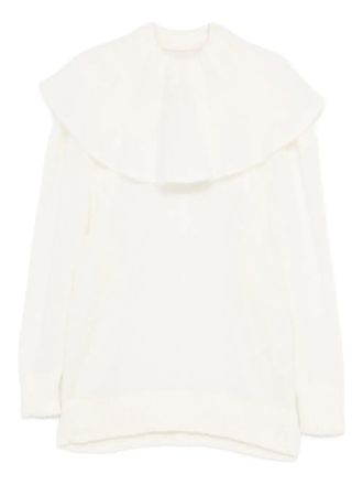 Viktor & Rolf volant ruffled-neck sweater - women - Mohair/Alpaca/Polyamide - S - White