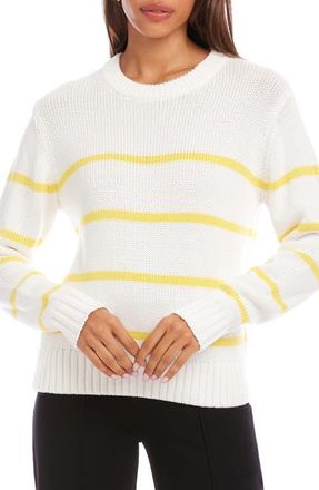 Karen Kane Stripe Crewneck Sweater in Off White/Yellow at Nordstrom, Size X-Large