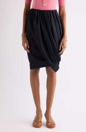 Chlo&eacute; Draped Organic Cotton Poplin Skirt in Black at Nordstrom, Size 10 Us