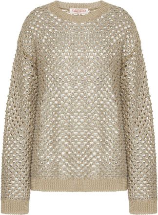 Valentino Garavani sequinned sweater - women - Linen/Flax - S - Neutrals