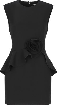 Rotate Black Structured Rose Detail Mini Dress
